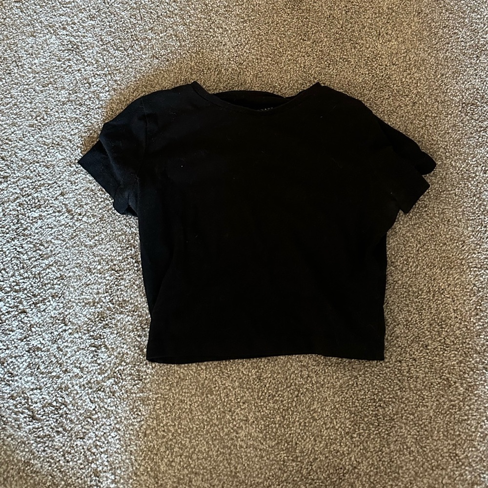 Wild Fable Classic Black Cropped Tight Tee